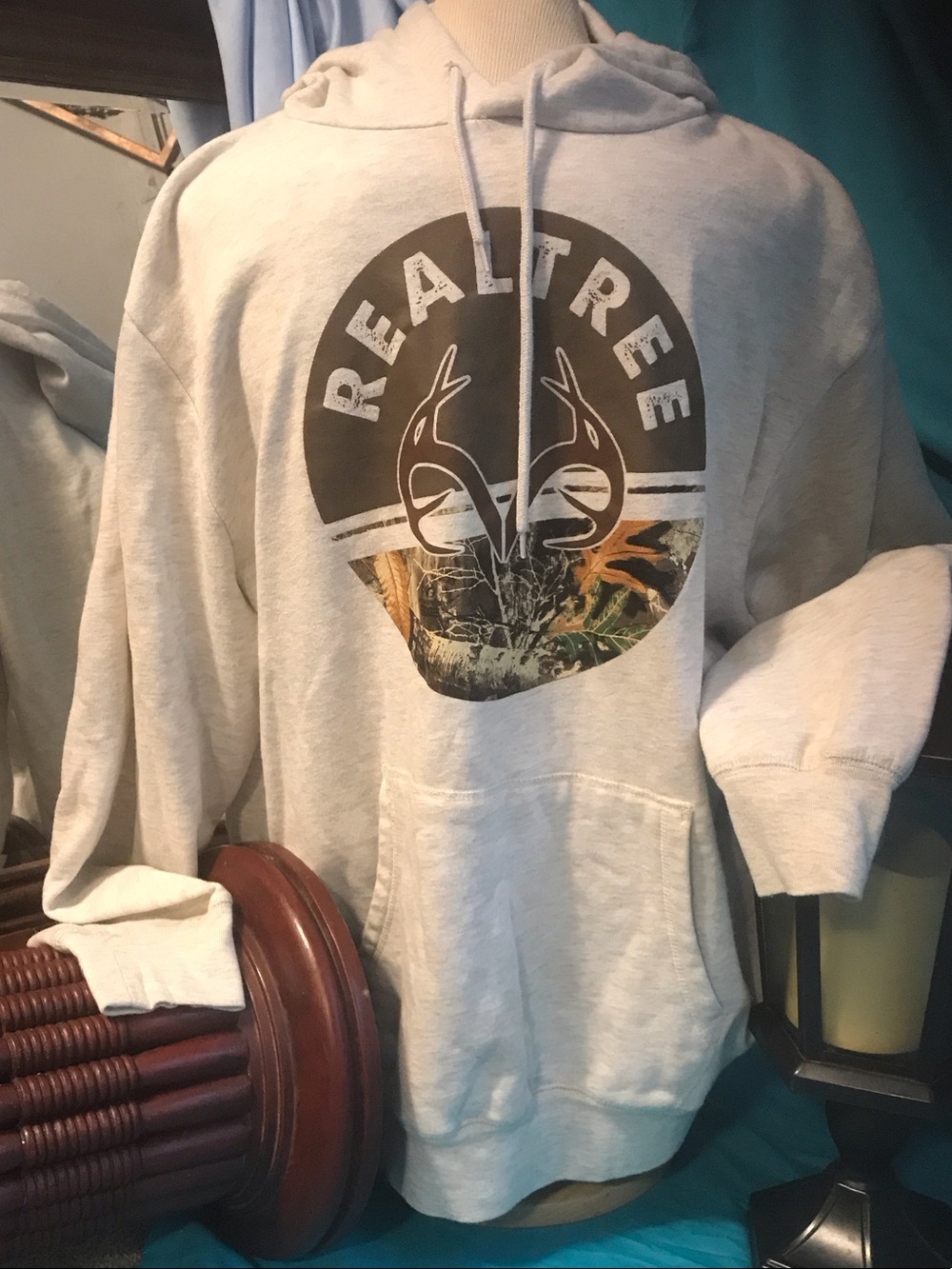 Realtree Cream Hoodie with Camo Deer Graphic